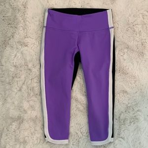 Lululemon crop leggings | black, purple & white | size 2